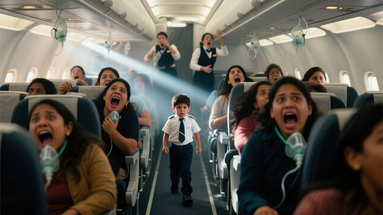 El niño de 7 años que se levantó en el vuelo 443 mientras todos gritaban, pero lo que dijo antes de llegar a la cabina cambió todo