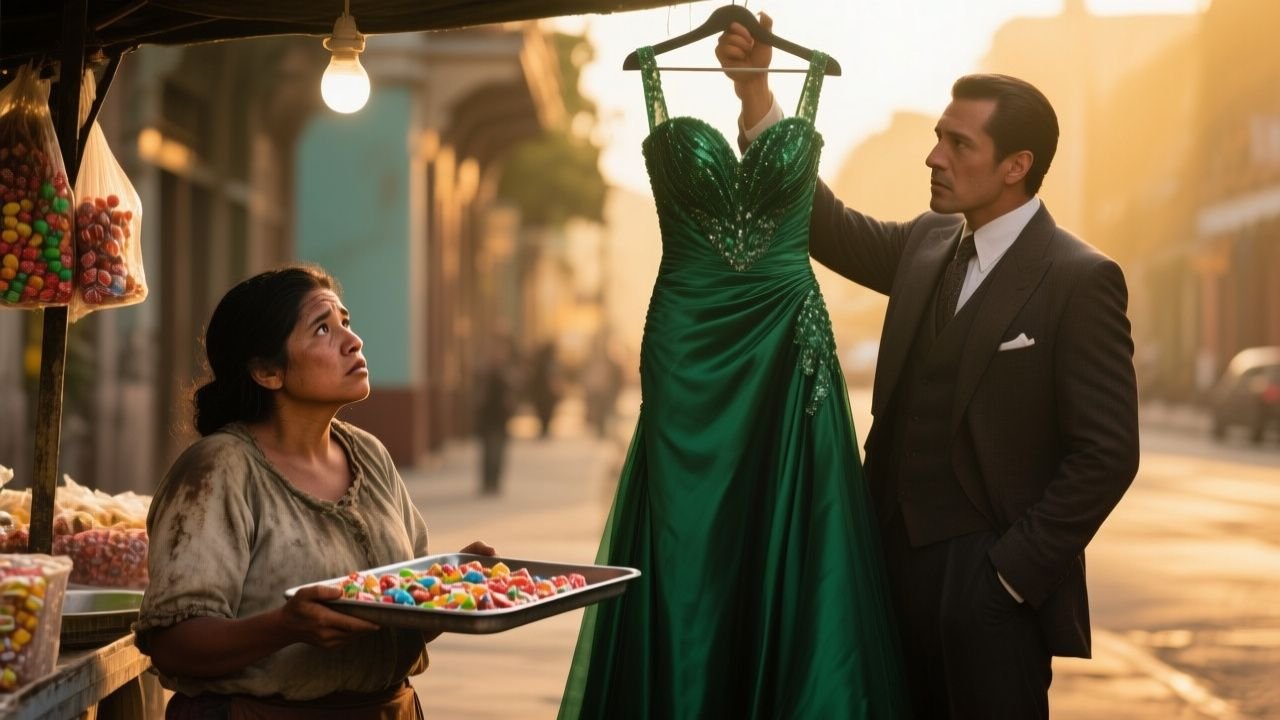 El Vestido Verde Esmeralda: La Historia de la Vendedora de Dulces que un Misterioso Millonario Transformó