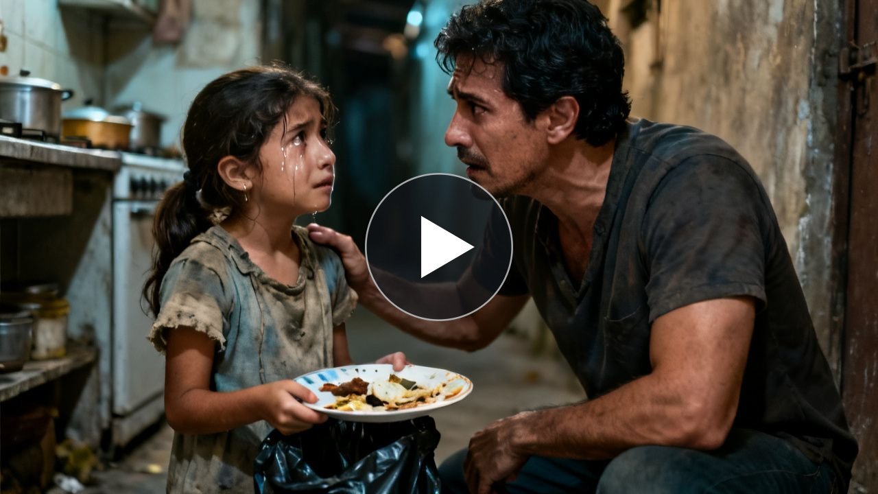 Con un plato de basura en la mano, la niña le dijo a su papá: "Es que tengo mucha hambre"