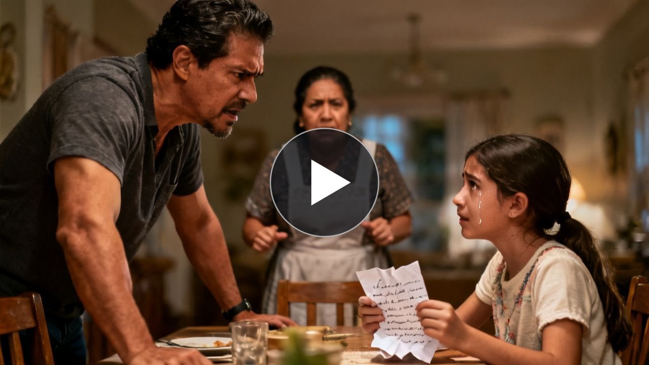¿Por qué la niña de la mesa le mostró un papel a su papá cuando la empleada dijo que estaba mintiendo?