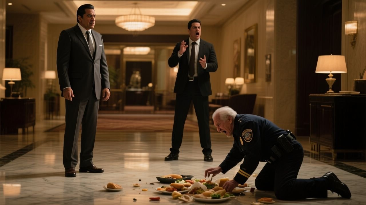 Humilló al guardia por comer en el lobby, sin saber que el hombre elegante que lo miraba todo era el dueño del hotel