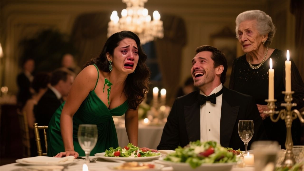 El vestido verde de Mónica se volvió el blanco de un escándalo en plena cena de gala