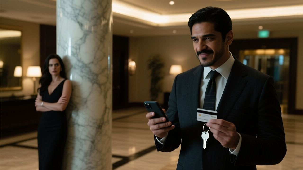 La última vez que Andrés usó la tarjeta de crédito, no sabía que su esposa estaba de su lado mirando el teléfono