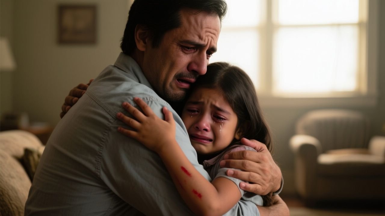 ¿Por qué la niña le dijo "Michael Holt" a su papá antes de soltarse del abrazo?