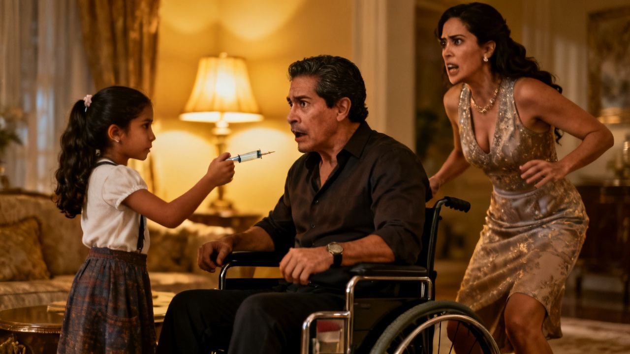 ¿Por qué la niña le entregó la jeringa al hombre en silla de ruedas?