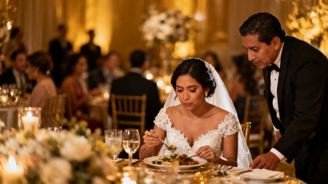 ¿Qué hizo el mesero cuando Valeria siguió comiendo sola en su boda?